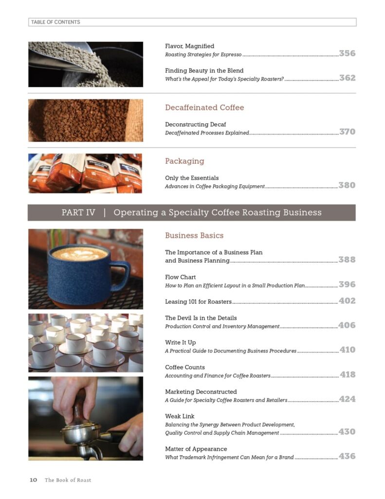 el libro del tostado de cafe tabla de contenidos
