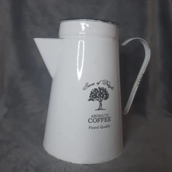 Jarra blanca peltre antigua vintage grande